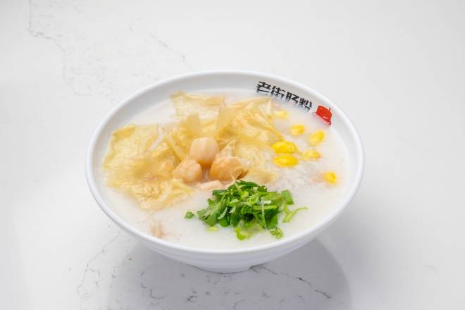 Scallop, Ginkgo Seed,  Bean Curd Stick w/ Chicken / 瑶柱白果腐竹滑鸡粥
